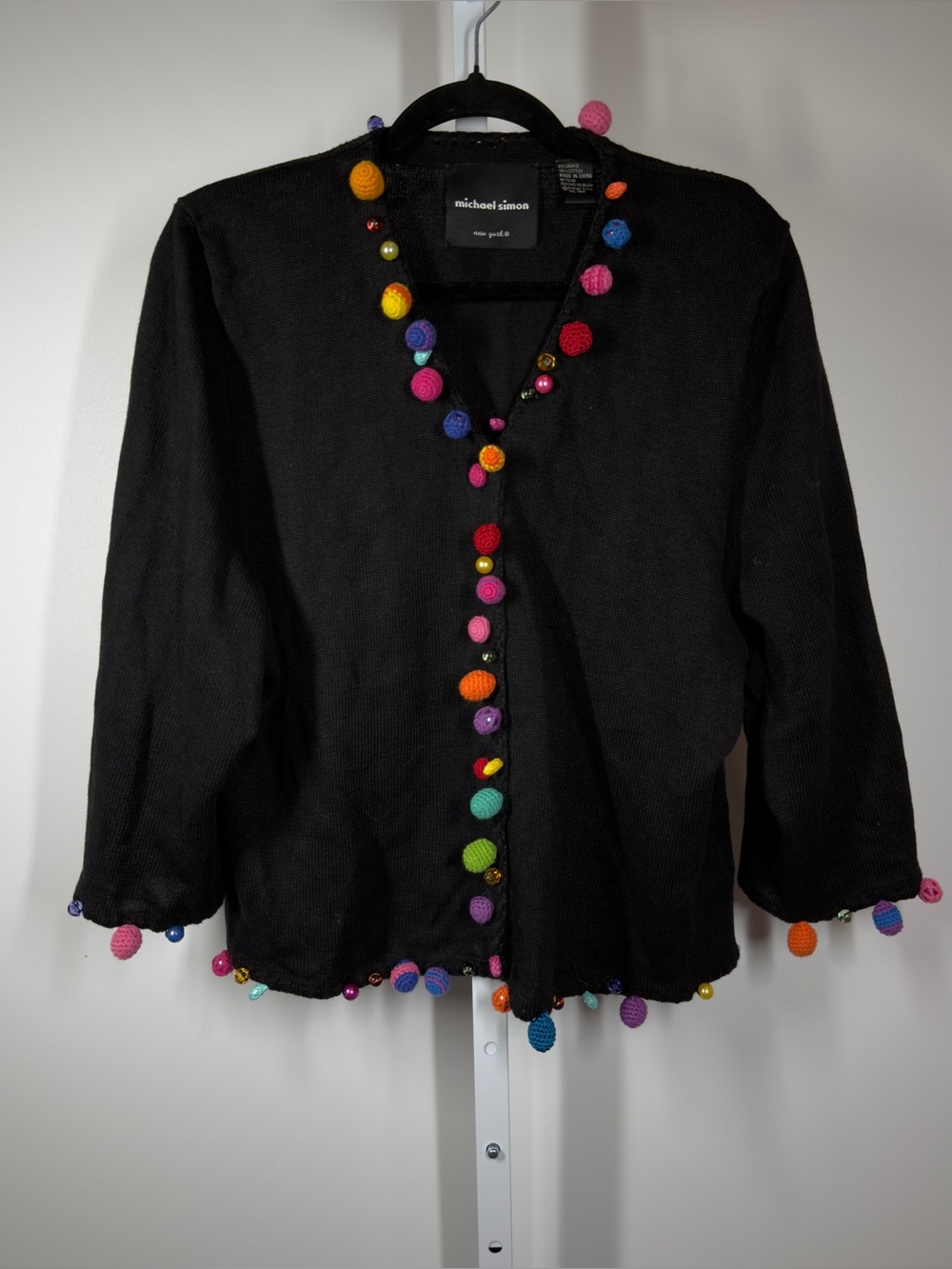 Vintage Michael Simon 1999 Pom Pom Cardigan Size X-Large